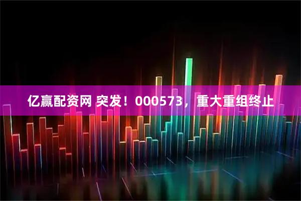 亿赢配资网 突发！000573，重大重组终止