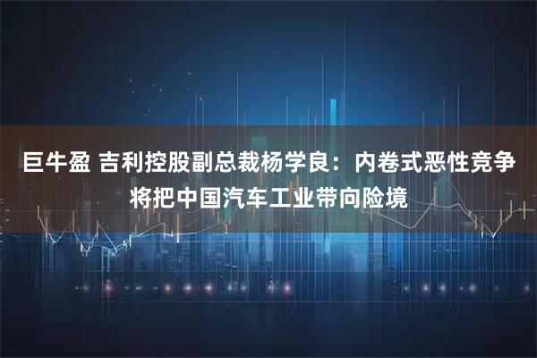巨牛盈 吉利控股副总裁杨学良：内卷式恶性竞争将把中国汽车工业带向险境